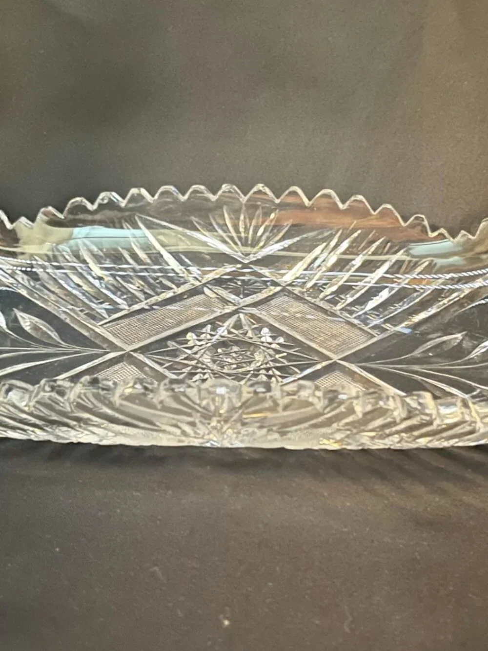 Antique American Brilliant Period Cut Crystal Celery or Relish Dish